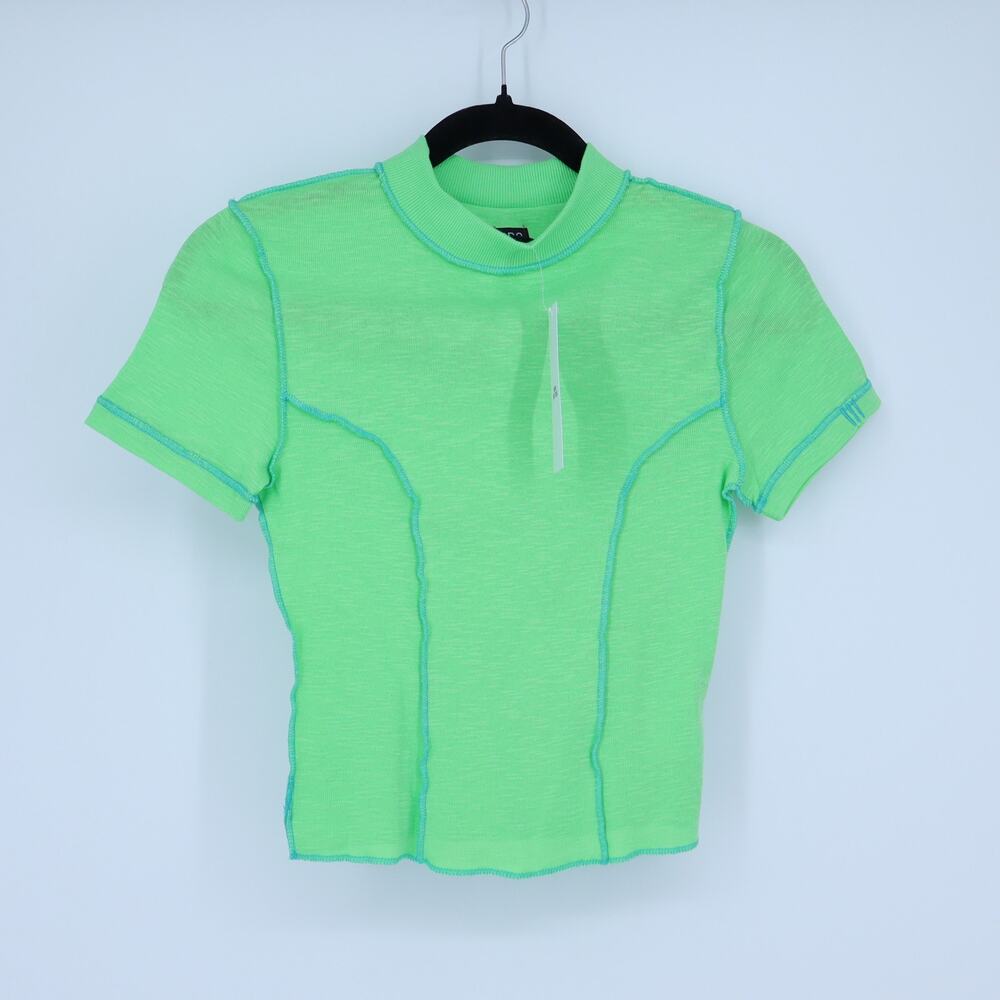 BDG Katie Seamed Baby Tee Green NWT Crop Short Sleeve Casual Women's S